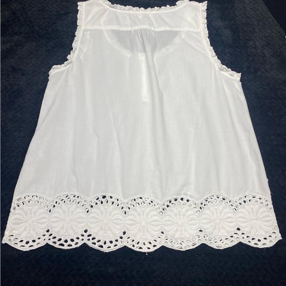 St. Tropez White Ruffled Embellished Tank Top W Med. BEACH TROPICAL ISLAND - Picture 8 of 11